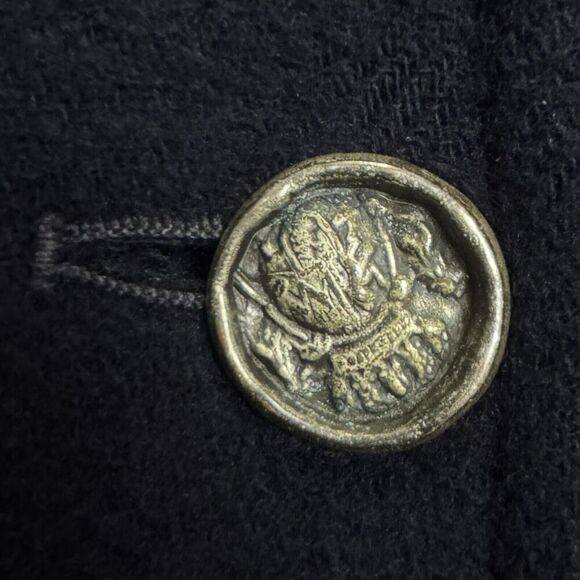 Peter James Wool Cashmere Blend Peacoat Small Navy Blue Full Zip Button Crest - Picture 4 of 12